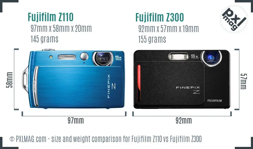 Fujifilm Z110 vs Fujifilm Z300 size comparison