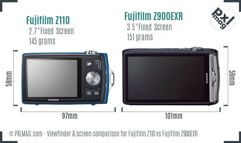 Fujifilm Z110 vs Fujifilm Z900EXR Screen and Viewfinder comparison