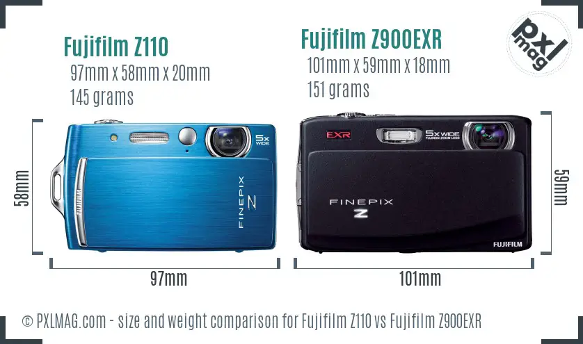 Fujifilm Z110 vs Fujifilm Z900EXR size comparison