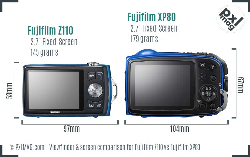 Fujifilm Z110 vs Fujifilm XP80 Screen and Viewfinder comparison