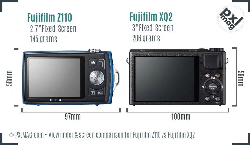 Fujifilm Z110 vs Fujifilm XQ2 Screen and Viewfinder comparison