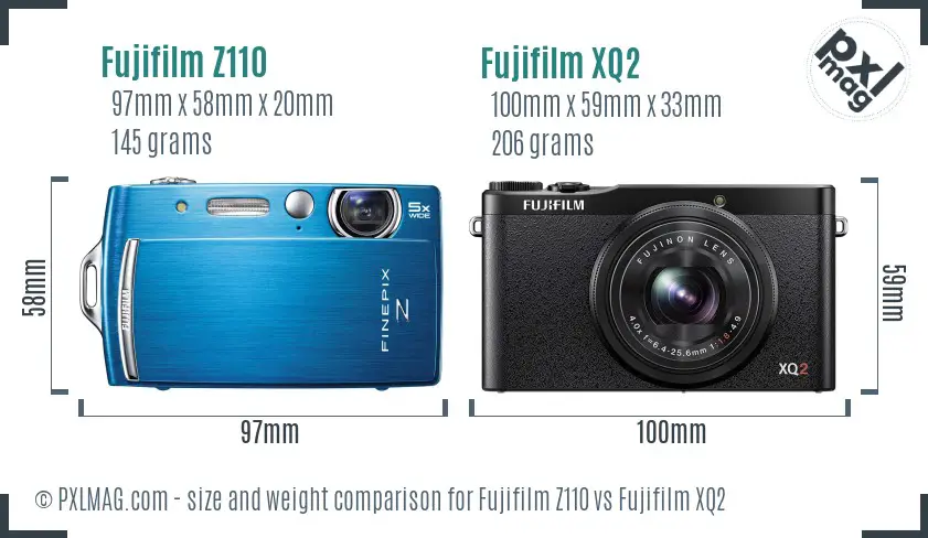 Fujifilm Z110 vs Fujifilm XQ2 size comparison