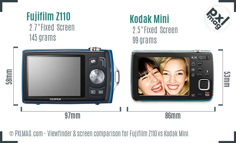 Fujifilm Z110 vs Kodak Mini Screen and Viewfinder comparison Fujifilm Z110 vs Kodak Mini Screen and Viewfinder comparison
