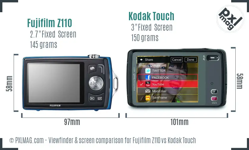 Fujifilm Z110 vs Kodak Touch Screen and Viewfinder comparison