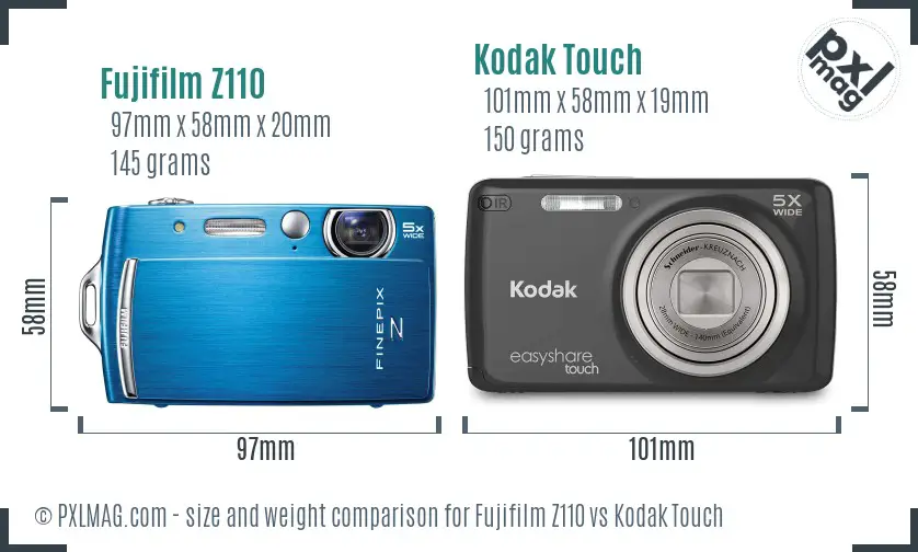 Fujifilm Z110 vs Kodak Touch size comparison