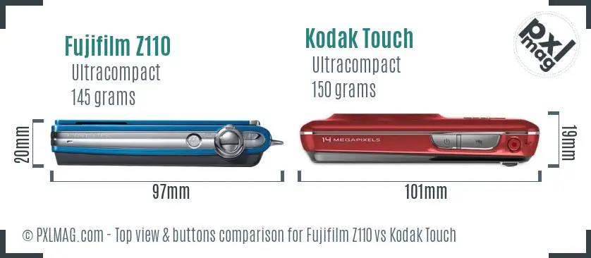 Fujifilm Z110 vs Kodak Touch top view buttons comparison