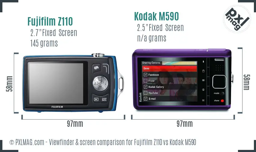 Fujifilm Z110 vs Kodak M590 Screen and Viewfinder comparison Fujifilm Z110 vs Kodak M590 Screen and Viewfinder comparison