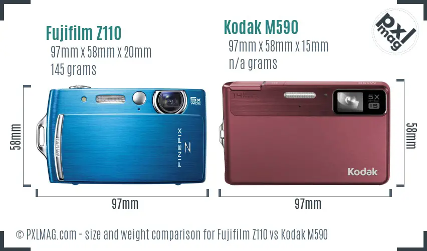 Fujifilm Z110 vs Kodak M590 size comparison Fujifilm Z110 vs Kodak M590 size comparison