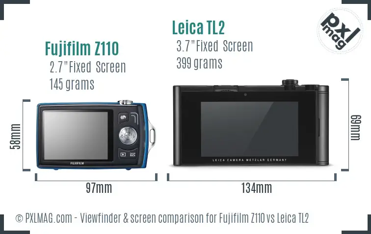 Fujifilm Z110 vs Leica TL2 Screen and Viewfinder comparison