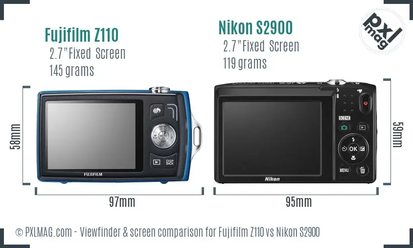 Fujifilm Z110 vs Nikon S2900 Screen and Viewfinder comparison