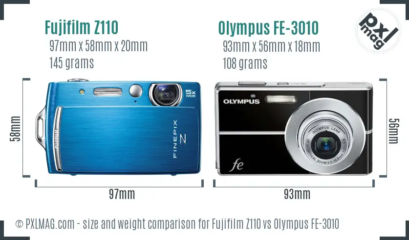 Fujifilm Z110 vs Olympus FE-3010 size comparison