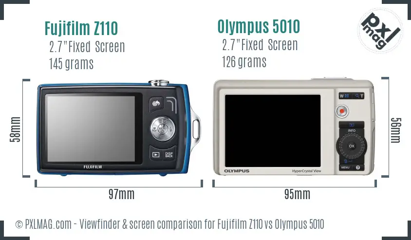 Fujifilm Z110 vs Olympus 5010 Screen and Viewfinder comparison