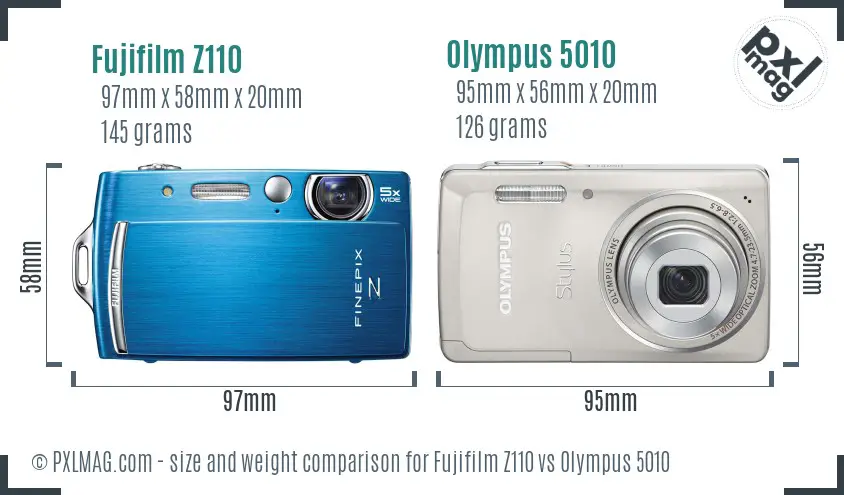 Fujifilm Z110 vs Olympus 5010 size comparison