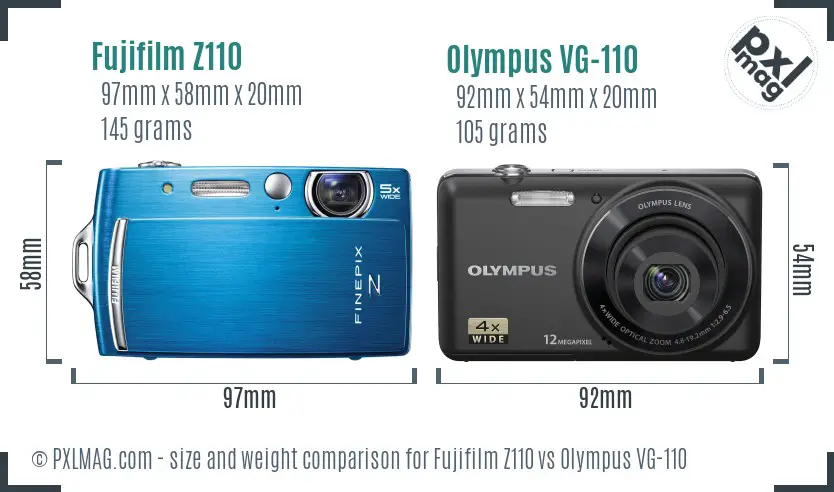 Fujifilm Z110 vs Olympus VG-110 size comparison