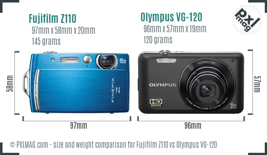 Fujifilm Z110 vs Olympus VG-120 size comparison