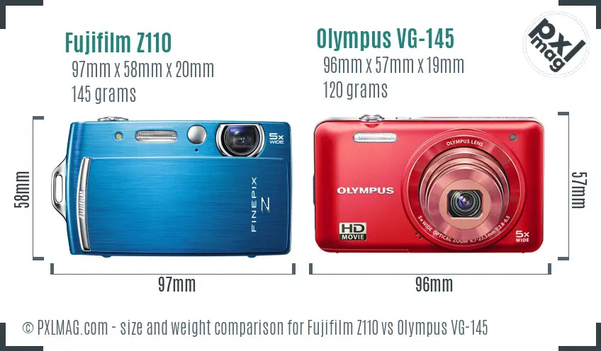 Fujifilm Z110 vs Olympus VG-145 size comparison