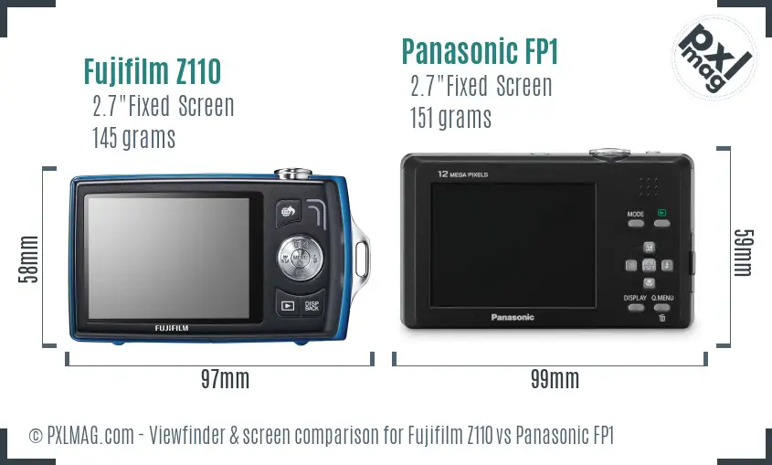 Fujifilm Z110 vs Panasonic FP1 Screen and Viewfinder comparison