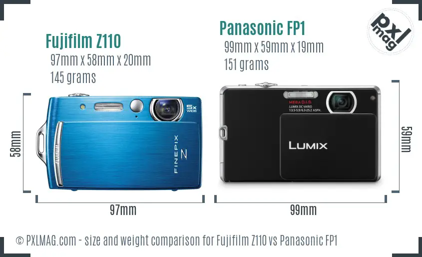 Fujifilm Z110 vs Panasonic FP1 size comparison