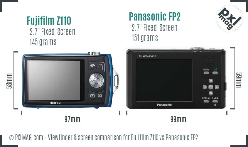 Fujifilm Z110 vs Panasonic FP2 Screen and Viewfinder comparison