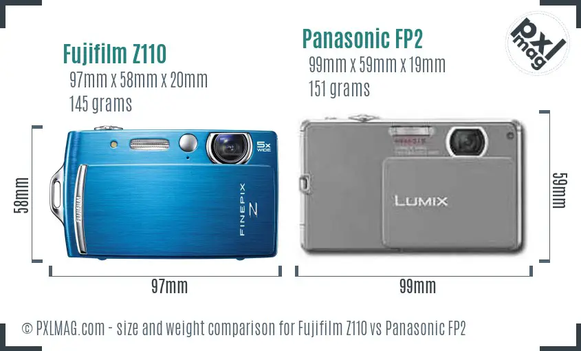 Fujifilm Z110 vs Panasonic FP2 size comparison