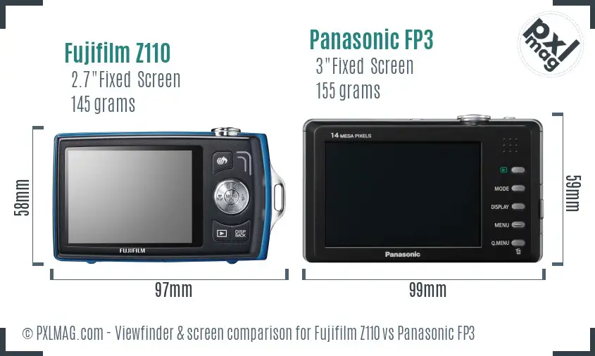 Fujifilm Z110 vs Panasonic FP3 Screen and Viewfinder comparison