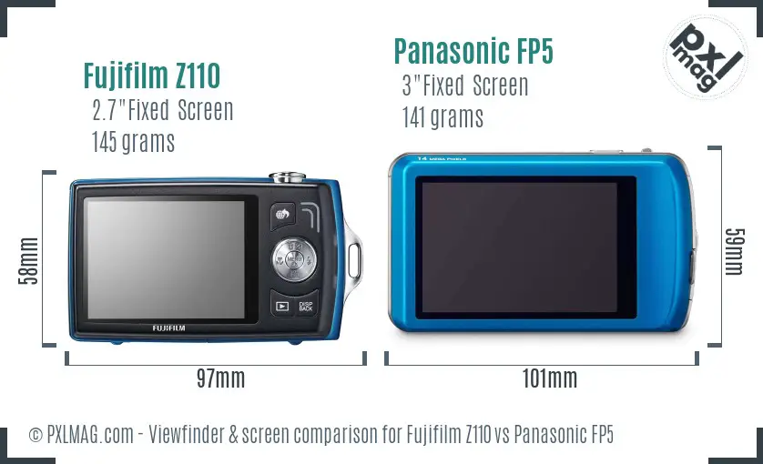 Fujifilm Z110 vs Panasonic FP5 Screen and Viewfinder comparison
