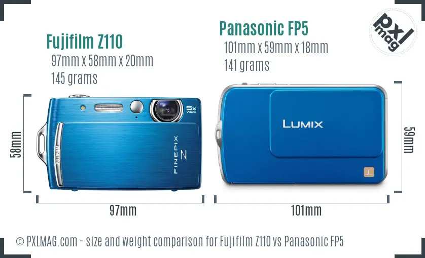 Fujifilm Z110 vs Panasonic FP5 size comparison