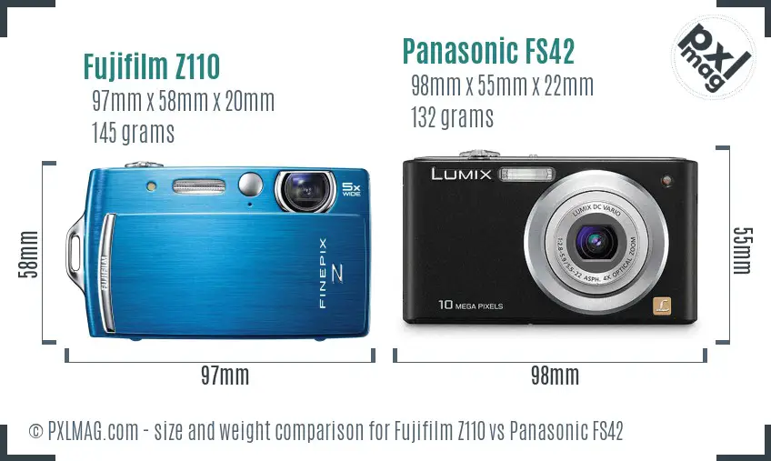 Fujifilm Z110 vs Panasonic FS42 size comparison