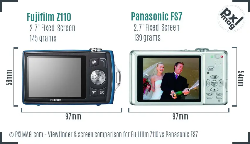 Fujifilm Z110 vs Panasonic FS7 Screen and Viewfinder comparison