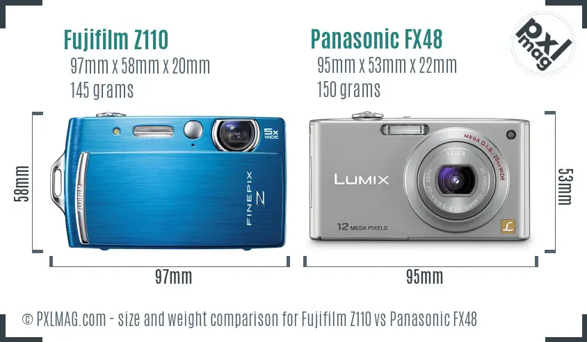 Fujifilm Z110 vs Panasonic FX48 size comparison