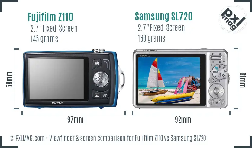 Fujifilm Z110 vs Samsung SL720 Screen and Viewfinder comparison Fujifilm Z110 vs Samsung SL720 Screen and Viewfinder comparison