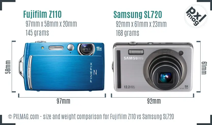 Fujifilm Z110 vs Samsung SL720 size comparison Fujifilm Z110 vs Samsung SL720 size comparison