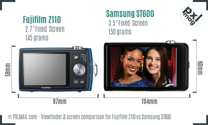 Fujifilm Z110 vs Samsung ST600 Screen and Viewfinder comparison Fujifilm Z110 vs Samsung ST600 Screen and Viewfinder comparison