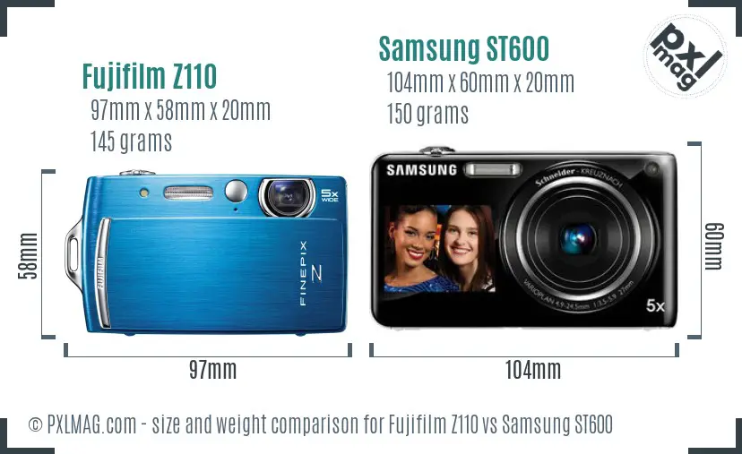 Fujifilm Z110 vs Samsung ST600 size comparison Fujifilm Z110 vs Samsung ST600 size comparison