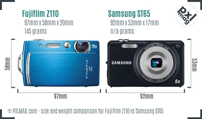 Fujifilm Z110 vs Samsung ST65 size comparison