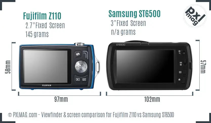 Fujifilm Z110 vs Samsung ST6500 Screen and Viewfinder comparison
