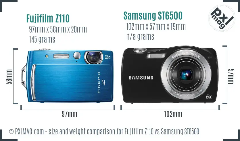 Fujifilm Z110 vs Samsung ST6500 size comparison