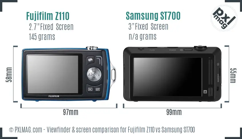 Fujifilm Z110 vs Samsung ST700 Screen and Viewfinder comparison Fujifilm Z110 vs Samsung ST700 Screen and Viewfinder comparison