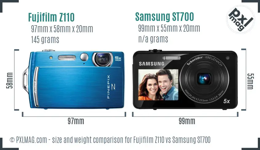 Fujifilm Z110 vs Samsung ST700 size comparison Fujifilm Z110 vs Samsung ST700 size comparison