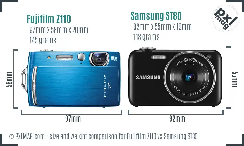 Fujifilm Z110 vs Samsung ST80 size comparison