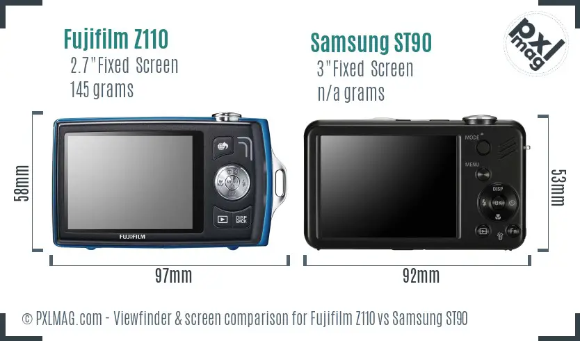 Fujifilm Z110 vs Samsung ST90 Screen and Viewfinder comparison