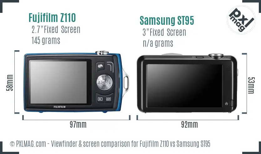 Fujifilm Z110 vs Samsung ST95 Screen and Viewfinder comparison