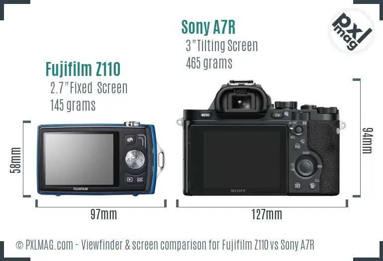 Fujifilm Z110 vs Sony A7R Screen and Viewfinder comparison