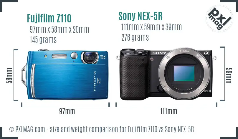Fujifilm Z110 vs Sony NEX-5R size comparison