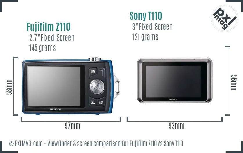 Fujifilm Z110 vs Sony T110 Screen and Viewfinder comparison Fujifilm Z110 vs Sony T110 Screen and Viewfinder comparison