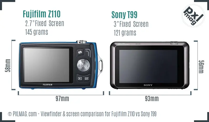 Fujifilm Z110 vs Sony T99 Screen and Viewfinder comparison Fujifilm Z110 vs Sony T99 Screen and Viewfinder comparison
