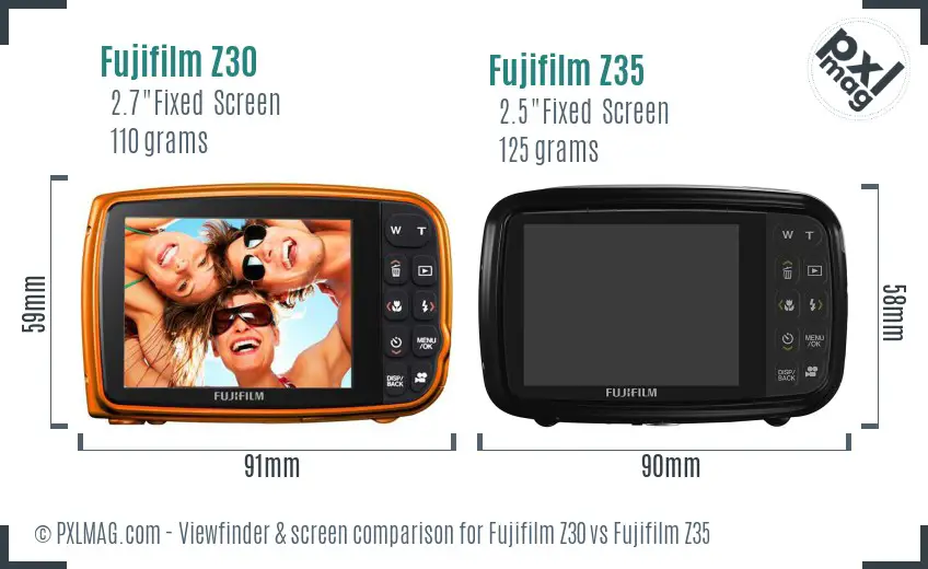 Fujifilm Z30 vs Fujifilm Z35 Screen and Viewfinder comparison