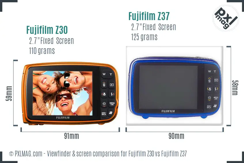 Fujifilm Z30 vs Fujifilm Z37 Screen and Viewfinder comparison