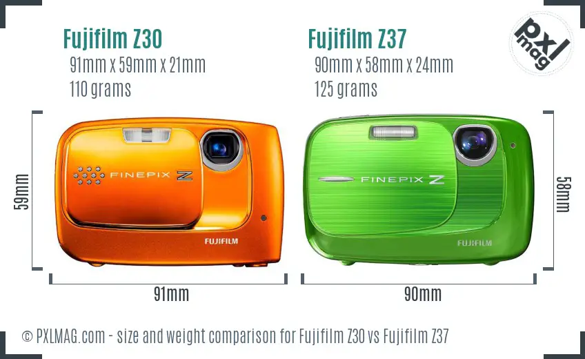 Fujifilm Z30 vs Fujifilm Z37 size comparison