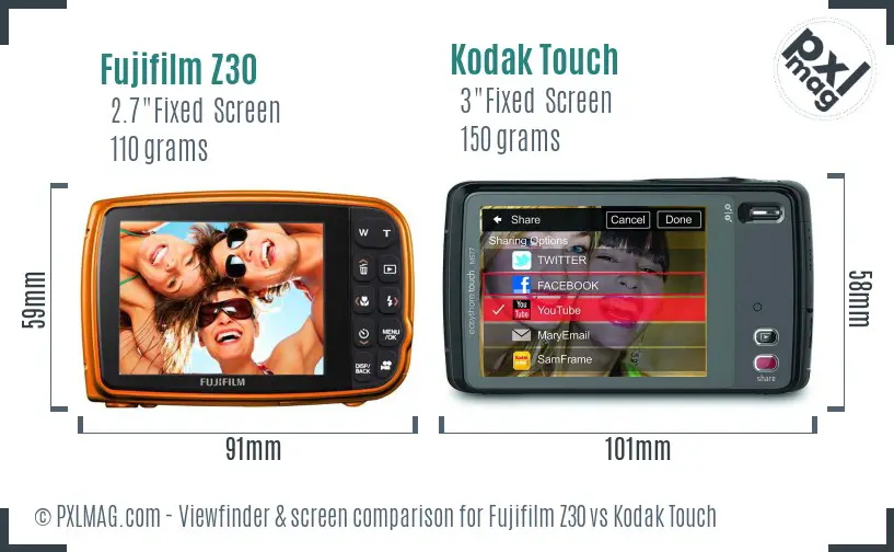 Fujifilm Z30 vs Kodak Touch Screen and Viewfinder comparison